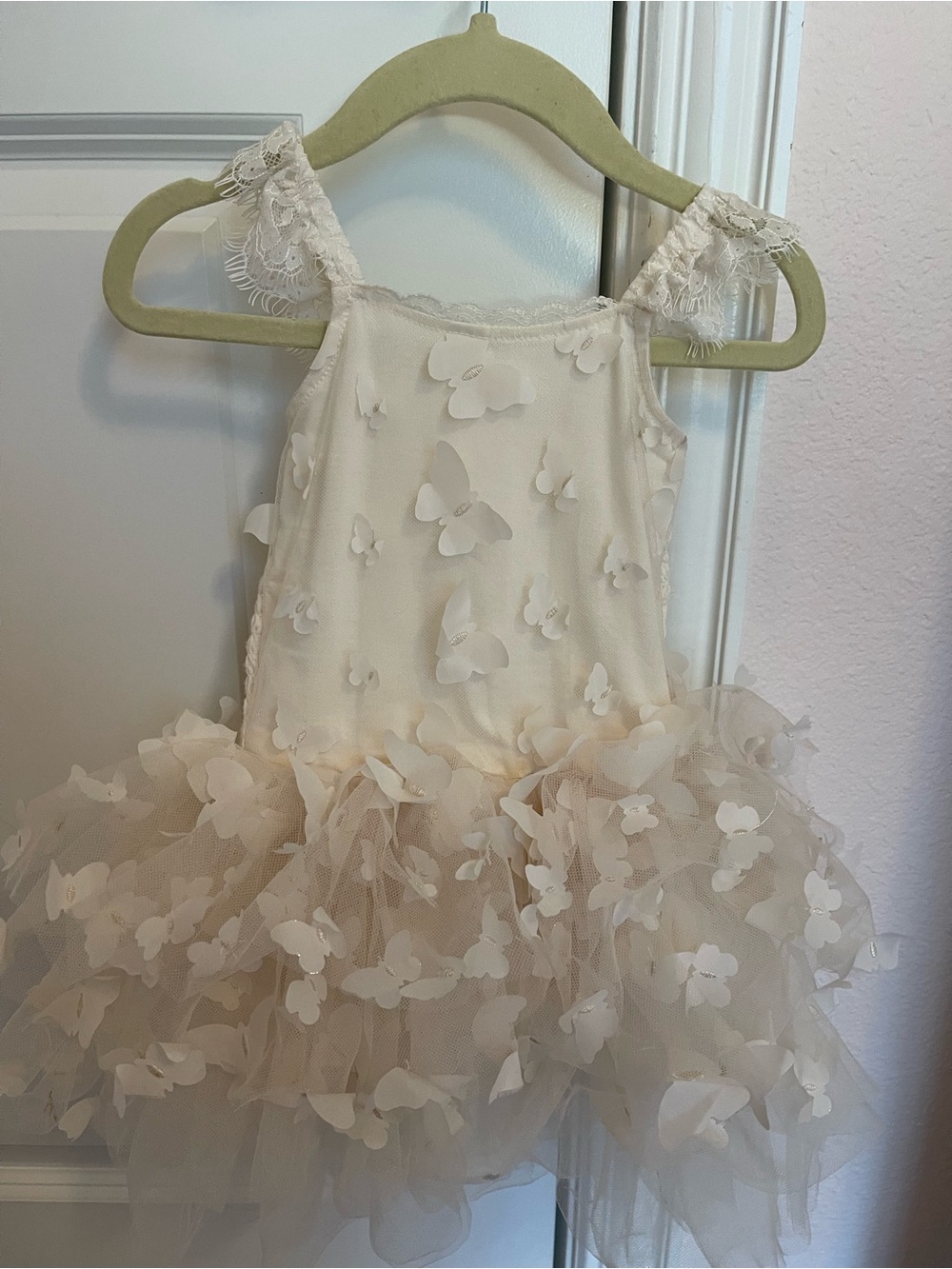 Ivory Butterfly Tulle Dance Dress for Girls